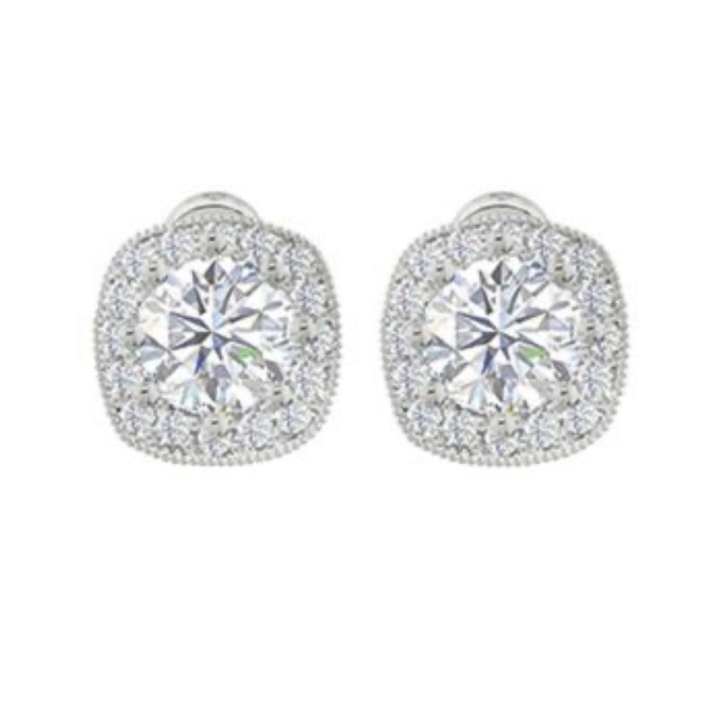 ZAXIE BY STEFANIE TAYLOR Cushion Cut CZ Halo Stud Earrings $36